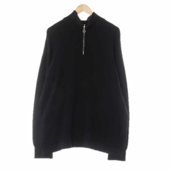 h&m 블랙 모달혼방 하이넥링고리반집업니트