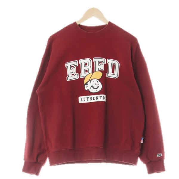 ebbetsfield 버건디 면 로고프린팅맨투맨