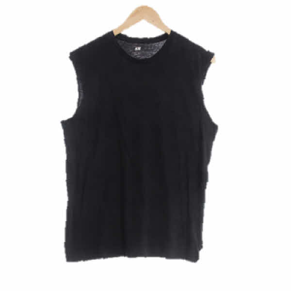 h&m 블랙 면혼방 오버로크민소매티