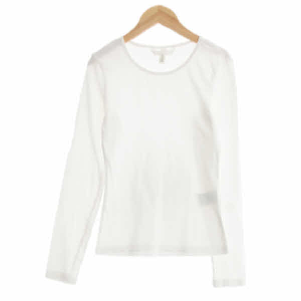 h&m 화이트 면혼방 라운드베이직긴팔티셔츠