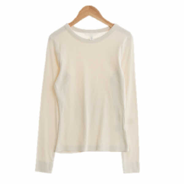 h&m 페일베이지 면혼방 라운드심플골지티