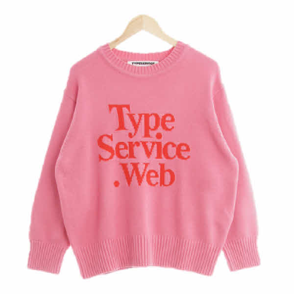 typeservice 핫핑크 면혼방 라운드넥스웨터 