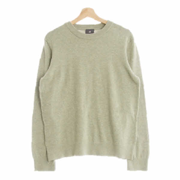 h&m 라이트멜란지카키 면 크루넥시보리니트