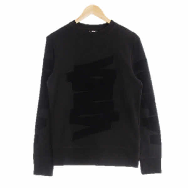 h&m 블랙 프린팅 면 패치크루스웨트셔츠