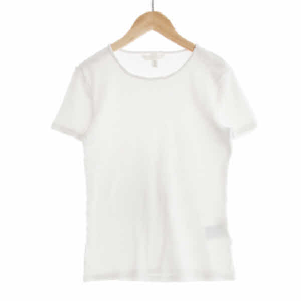 h&m 화이트 면혼방 골지슬림반팔티