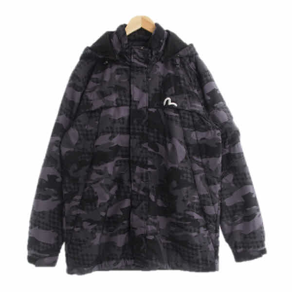 evisu 블랙 밀리터리 후드패딩점퍼