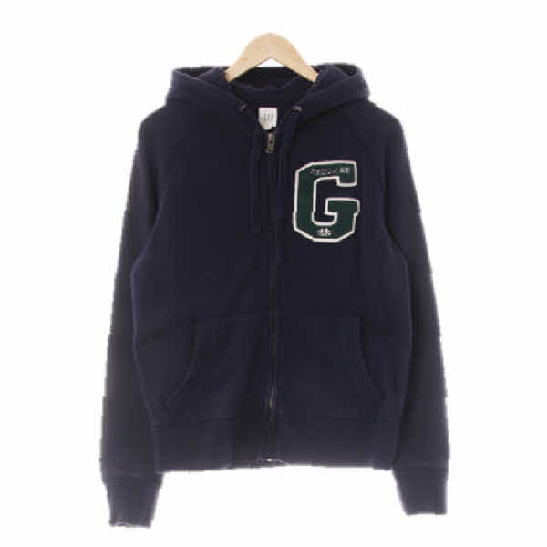 gap 네이비 면 부클알파벳패치나그랑후드집업