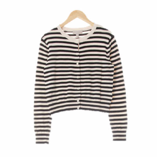 h&m 아이보리블랙 시보리라운드숏가디건