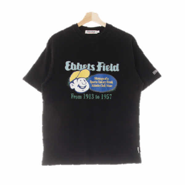 ebbetsfield 블랙 프린팅 면 캡보이레터링반팔티