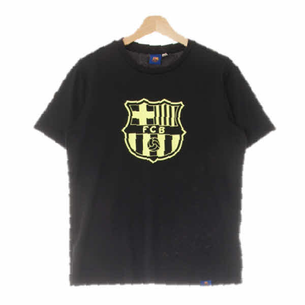 fcb 블랙 프린팅 형광빅로고저지반팔티