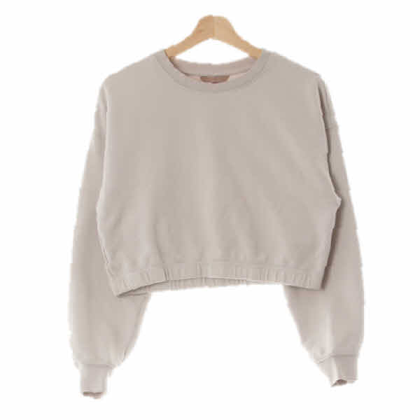 h&m 라이트베이지 면혼방 드롭숄더밴딩크롭맨투맨