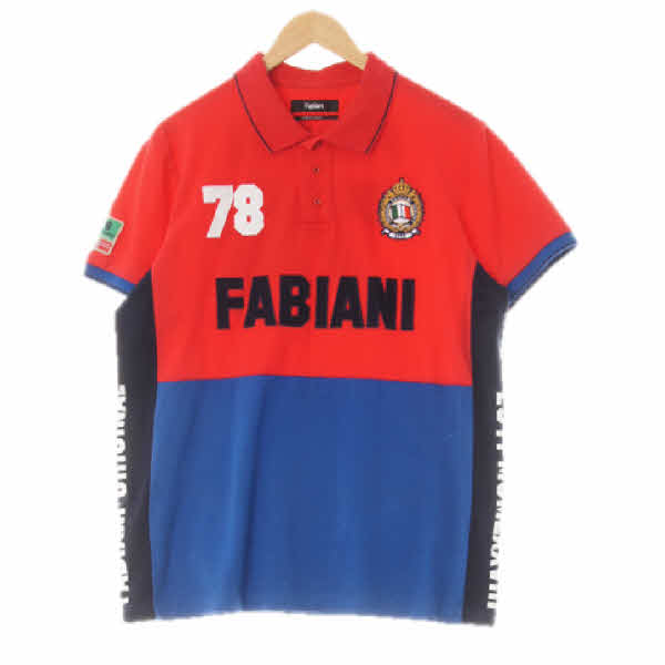 fabiani 크림슨플레임레드블루 면혼방 멀티패치파비아니반팔카라티 