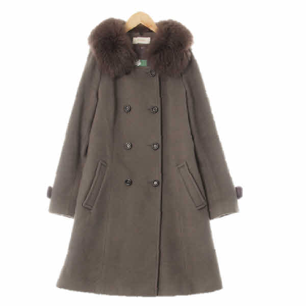 bcbg 모브토프그레이 앙고라혼방 퍼카라더블버튼롱코트 