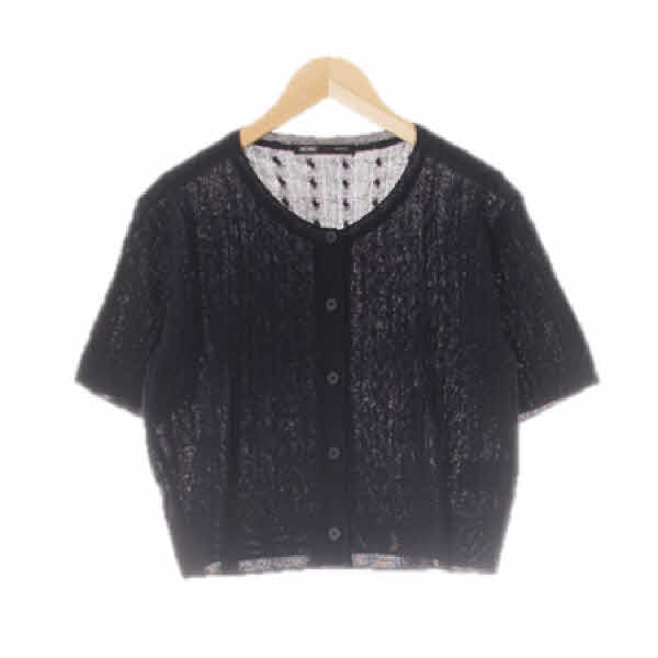 mixxo 다크네이비 크롭꽈배기반팔가디건 