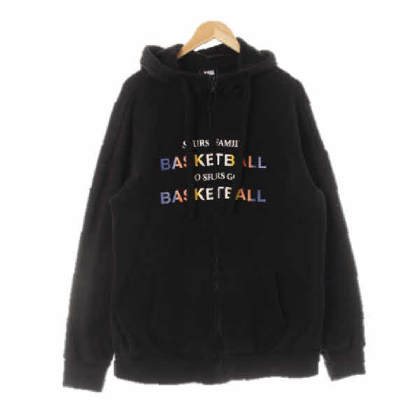 NBA 블랙 프린팅 면혼방 옴브레레터링스웨트후드집업 