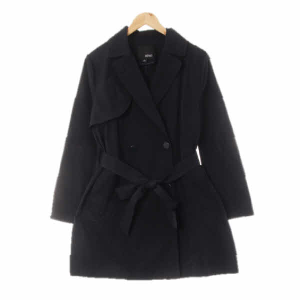 mixxo 네이비 면혼방 플랩타이더블트렌치코트 
