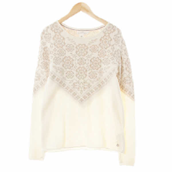 h&m 아이보리 자카드플라워패턴 알파카혼방 라운드스웨터 