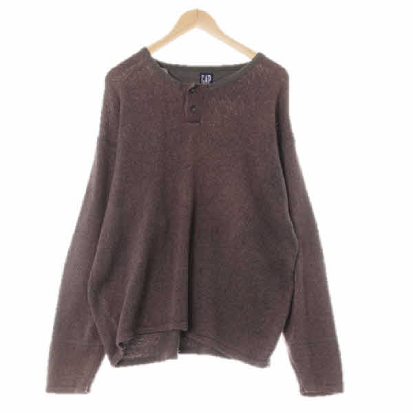 gap 프로스트그레이 면혼방 투버튼헨리넥니트 