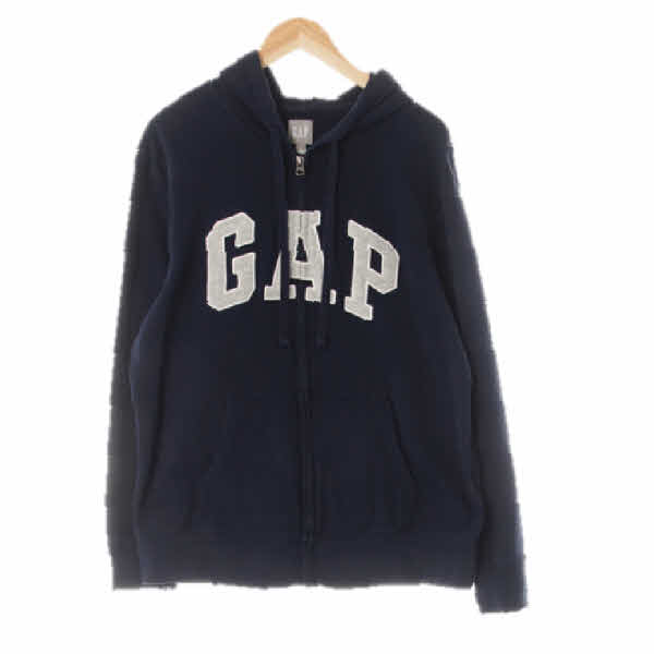 gap 네이비 면 배색빅로고패치후드집업 