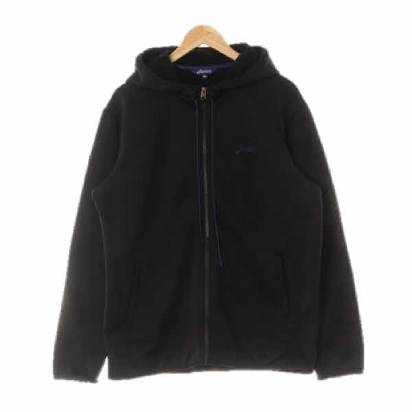 아식스 블랙 레터로고웜후드집업 