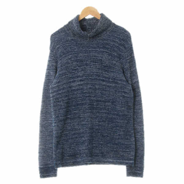 h&m 블루네이비 면혼방 터틀넥보카시롱니트 