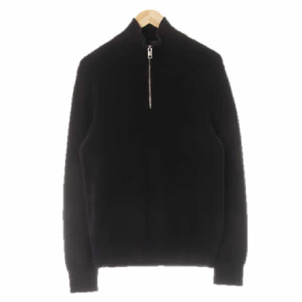 h&m 블랙 면 하이넥반집업골지니트 