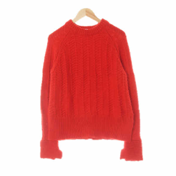 h&m 레드 울혼방 레글런니팅슬릿스웨터 