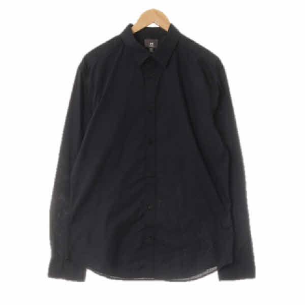 h&m 블랙 면혼방 이지아이론심플셔츠 
