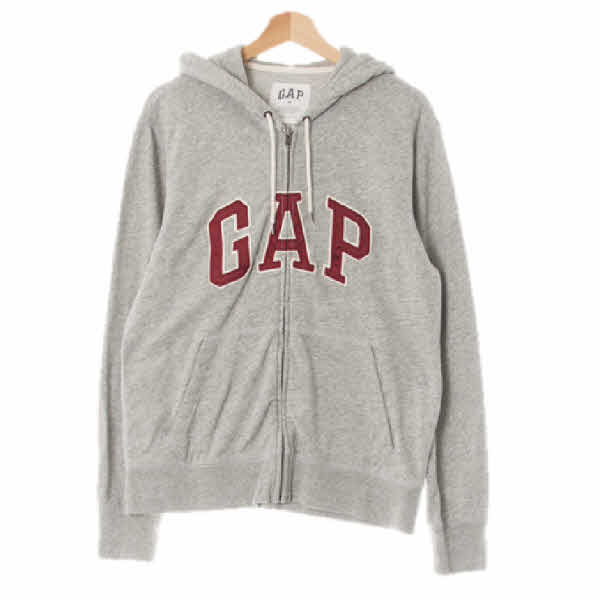gap 멜란지그레이 면 배색빅패치로고후드집업 