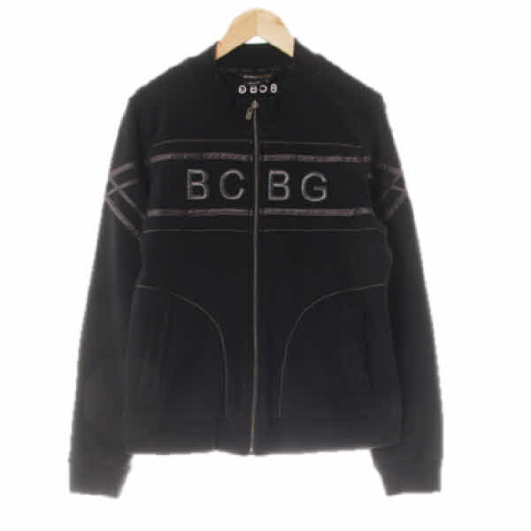 bcbg 블랙 면혼방 글리터엠보자수로고집업 