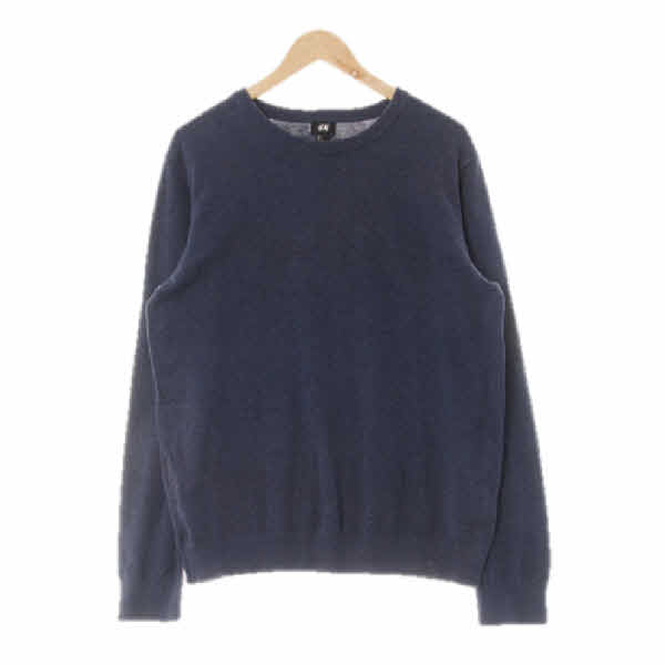 h&m 네이비 면 라운드넥시보리니트 