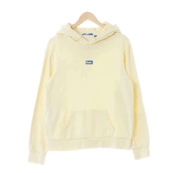 keds 라이트파스텔옐로우 면 센터패치로고후드티 