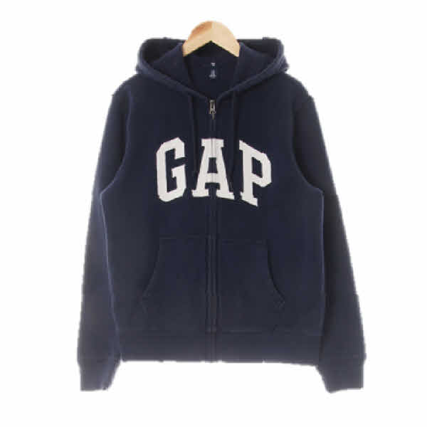 gap 네이비 면혼방 빅패치베이직후드집업 