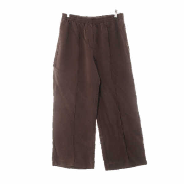 h&m 브라운 린넨혼방 와이드핏센터핀턱팬츠 