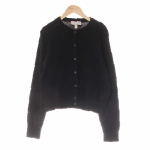 h&m 블랙 비스코스혼방 라운드넥심플니트가디건 