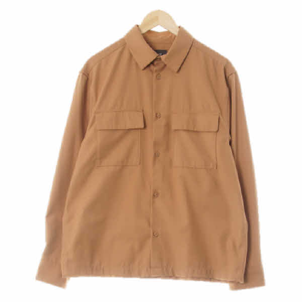 h&m 토피베이지 비스코스혼방 미니멀투포켓셔츠 