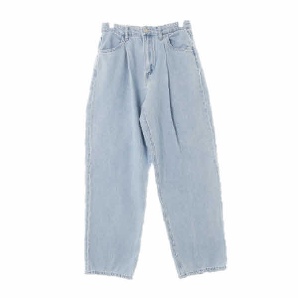 h&m 연청 데님 핀턱하이웨스트커브진 