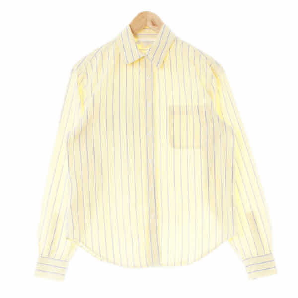 Jones New York sport 라이트옐로우블루 스트라이프 면 라운드포켓대비셔츠 