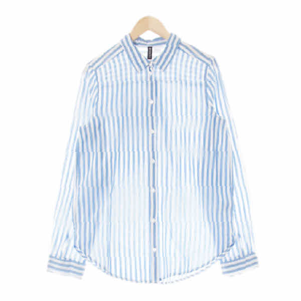 h&m 라이트블루 스트라이프 면 간절기대비셔츠 