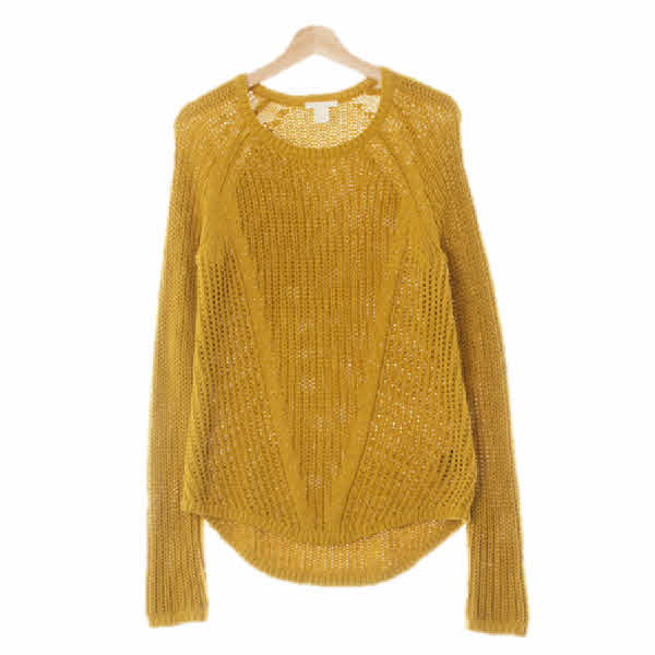 h&m 다크머스터드 면혼방 레글런니팅언발니트