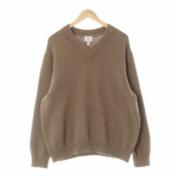 h&m 모카 면 브이넥도톰니트
