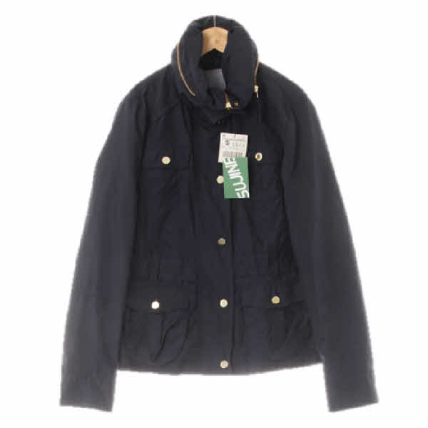 자라우먼 네이비 면혼방 울트라하이넥하프바람막이