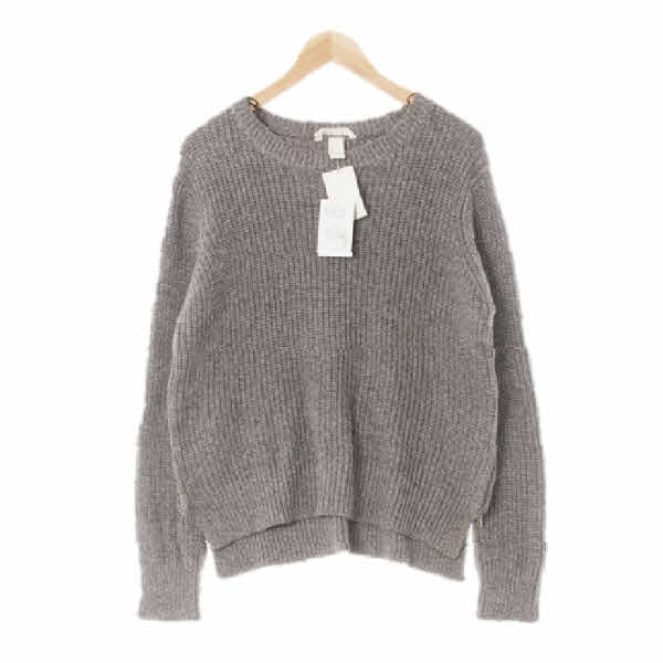 h&m 다크그레이 면혼방 보카시골지슬릿스웨터