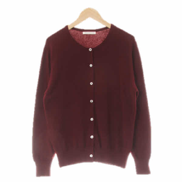 Johnstons 버건디 캐시미어 라운드넥소프트시보리가디건