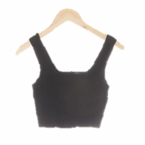 h&m 블랙 비스코스혼방 스퀘어넥골지크롭니트탑