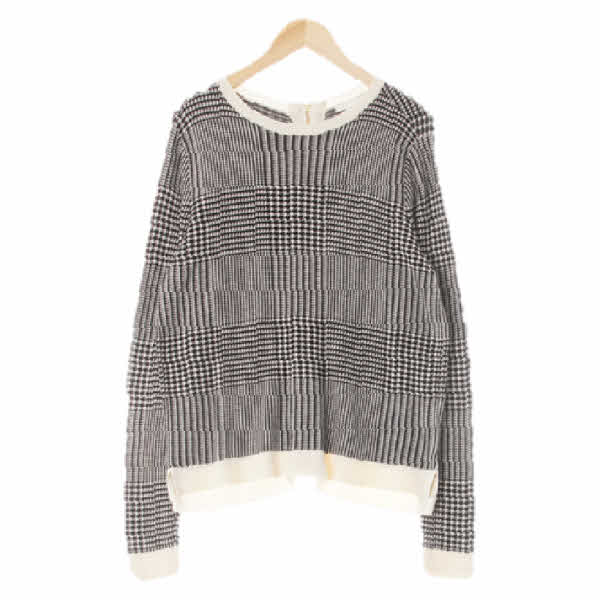 h&m 블랙 체크 울혼방 배색스웨터