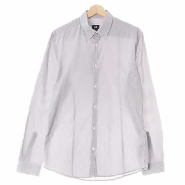 h&m 네이비 스트라이프 면혼방 이지아이론와이셔츠