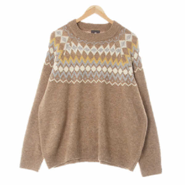 h&m 웜토프브라운 다이아지그재그패턴 울혼방 나그랑절개자카드스웨터