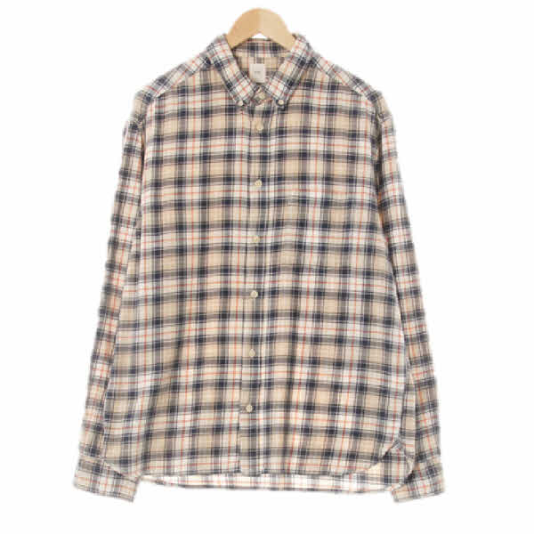 h&m 하버미스트베이지네이비 체크 면 긴팔셔츠