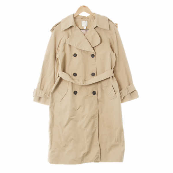 h&m 베이지 면 빅카라나그랑더블트렌치코트